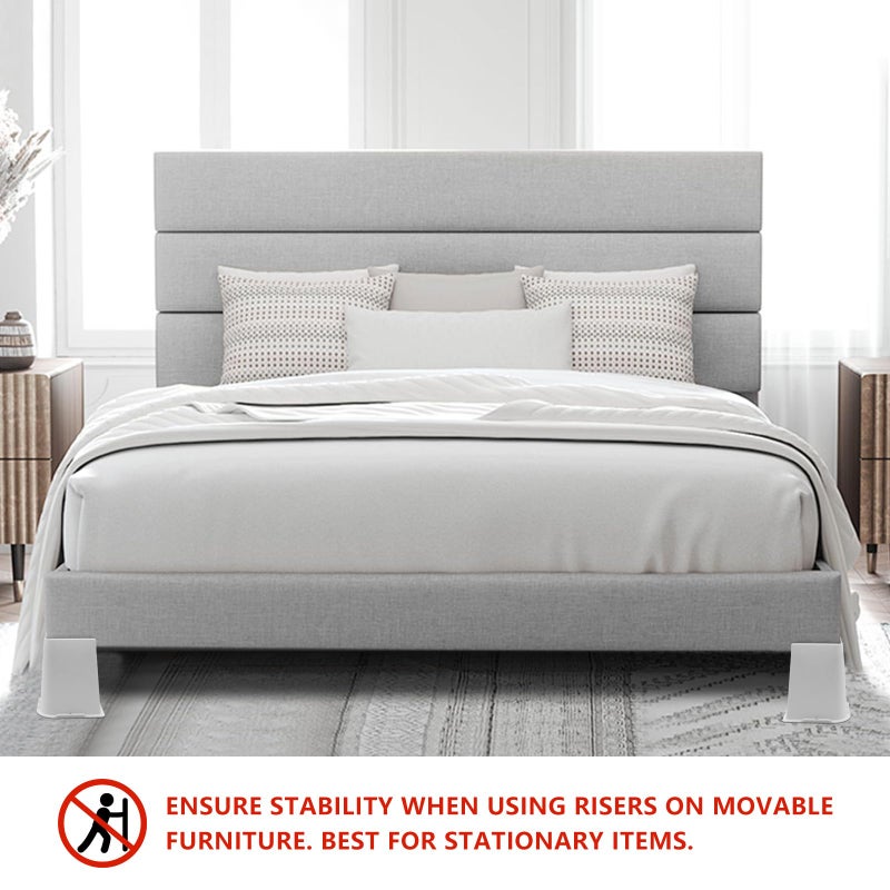 HANIHUA 8 Pack Bed Risers 6 inch Heavy Duty White, Oversized Furniture Risers, Bed Lifts Risers for Table, Sofa, Chair, Couch, Desk, Bed Frame Risers Supports Up to 6,500 Lbs - Image 3